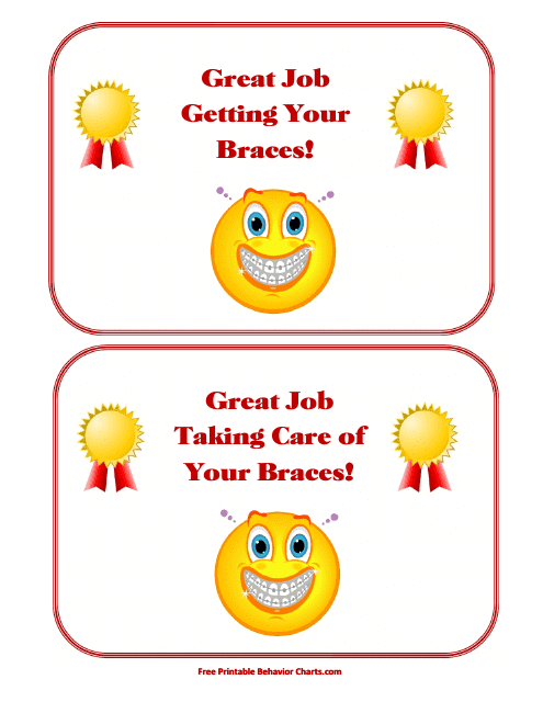 &quot;Getting/Taking Care of Your Braces Award Certificate Templates&quot; Download Pdf