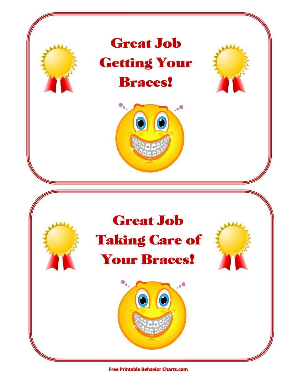 Getting/Taking Care of Your Braces Award Certificate Template - Preview