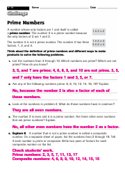 Prime Numbers Worksheet With Answers - 4-14 Challenge, Page 2