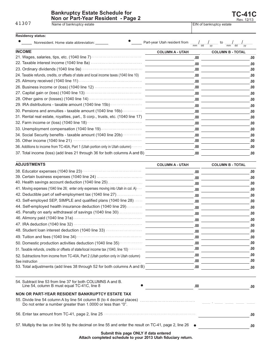 Form TC-41C - Fill Out, Sign Online and Download Fillable PDF, Utah ...