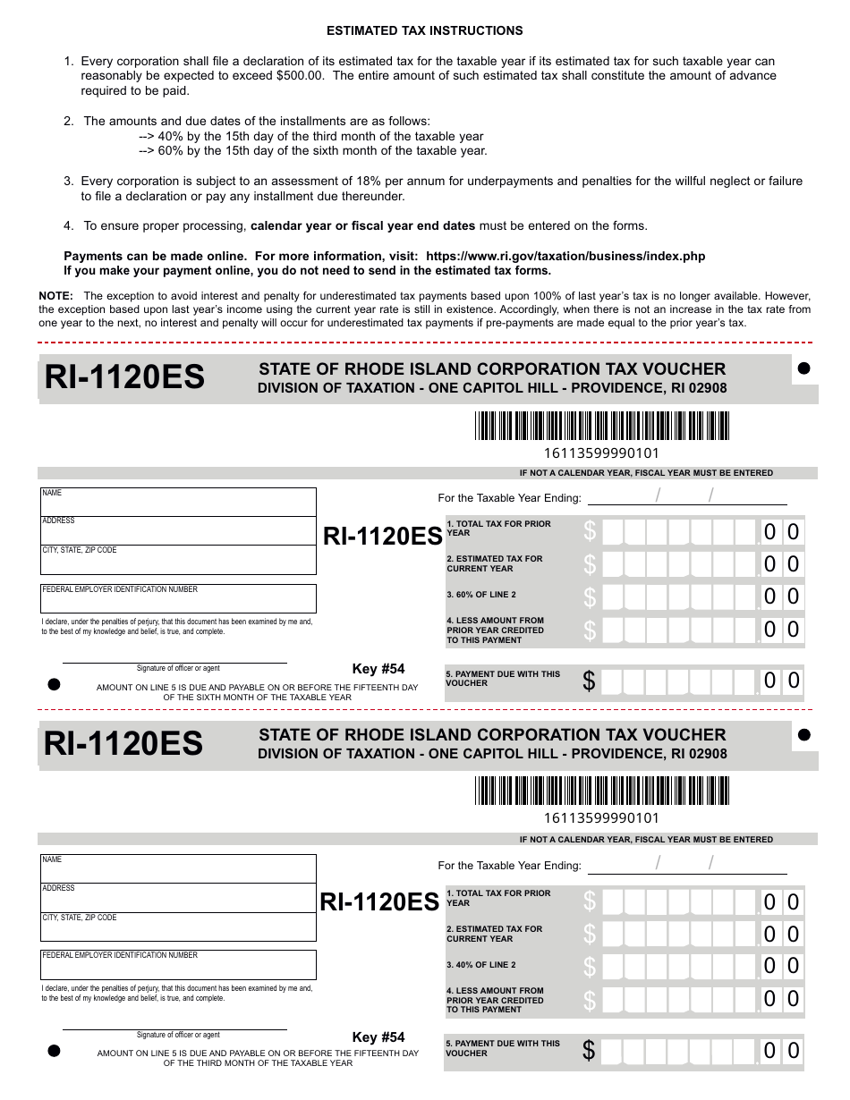Form RI1020ES Fill Out, Sign Online and Download Printable PDF