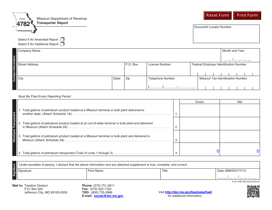 Form 4782 - Fill Out, Sign Online and Download Fillable PDF, Missouri ...