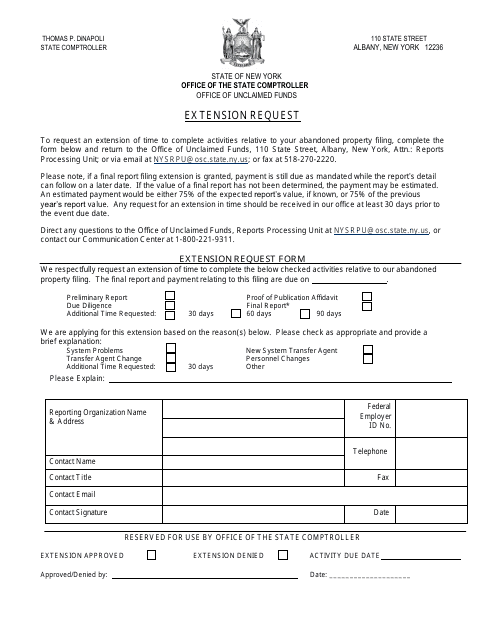 Extension Request Form - New York