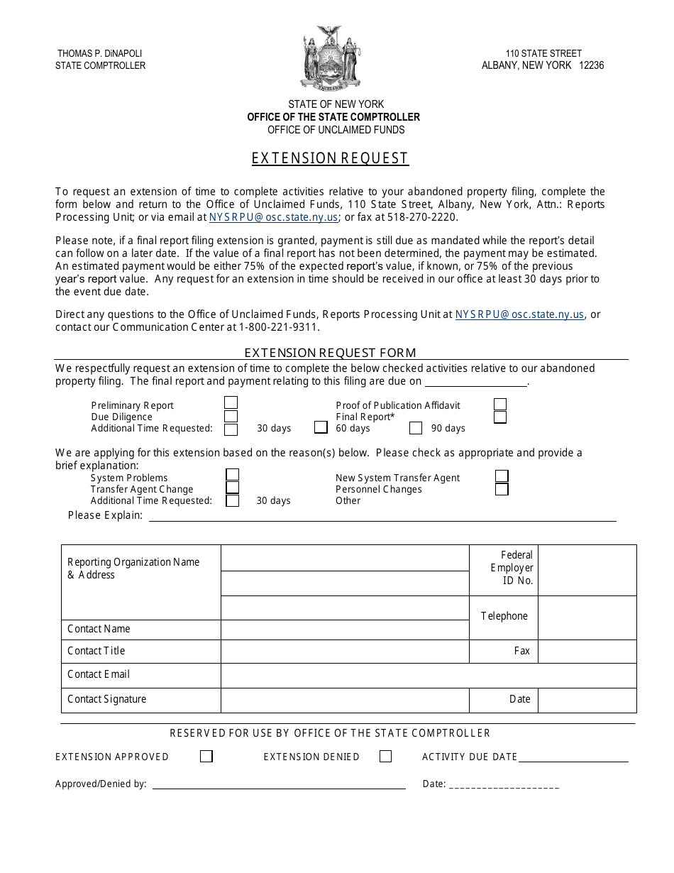 New York Extension Request Form - Fill Out, Sign Online and Download ...