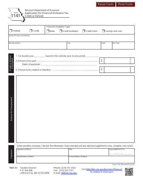 Form 1141  Printable Pdf