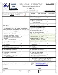 Document preview: Sales Tax Return Form - City and County of Broomfield, Colorado
