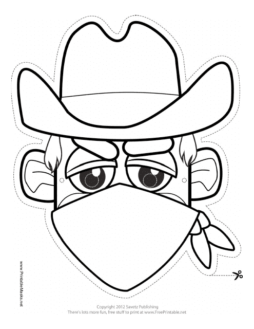 &quot;Cowboy Bandit Outline Mask Template&quot; Download Pdf