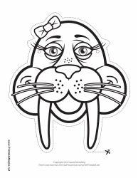 Document preview: Walrus With Bow Outline Mask Template