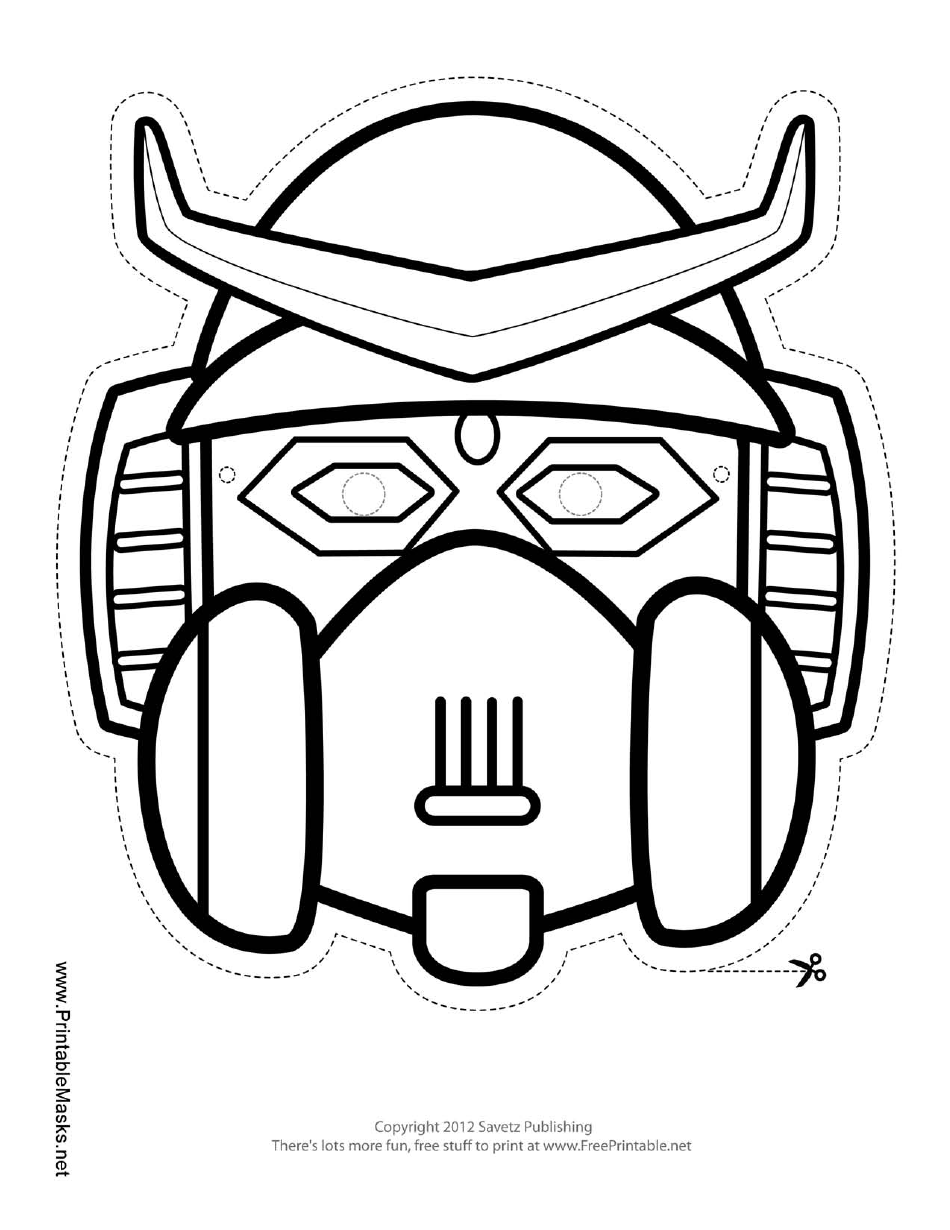 Robot With Horns Outline Mask Template - Download and Print PDF File Die Cut Paper Craft