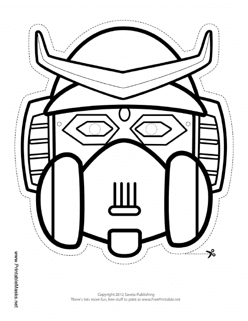 &quot;Robot With Horns Outline Mask Template&quot; Download Pdf