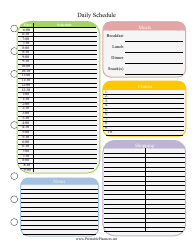 Document preview: Colorful Daily Schedule Template