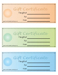 Document preview: Gift Certificate Templates - Orange, Green, Blue