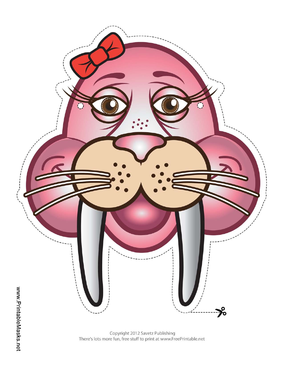 Walrus With Bow Mask Template - Downloadable Image Preview