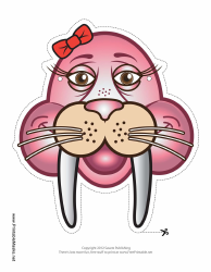 Document preview: Walrus With Bow Mask Template