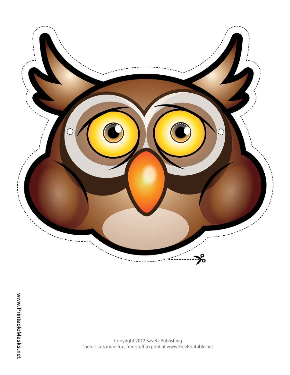 Owl Mask Template - Printable PDF Document