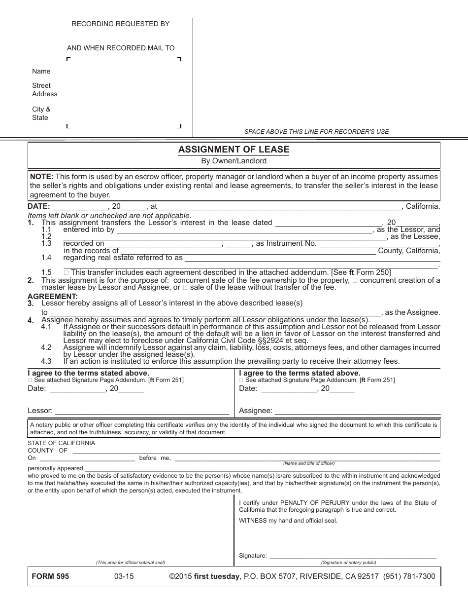 assignment of lease california