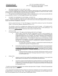 Document preview: Application for Occupational License - City of Glasgow, Kentucky