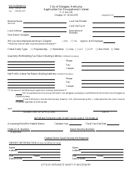 Application for Occupational License - City of Glasgow, Kentucky, Page 2