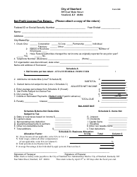 Form 520 &quot;Net Profit License Fee Return&quot; - City of Stanford, Kentucky