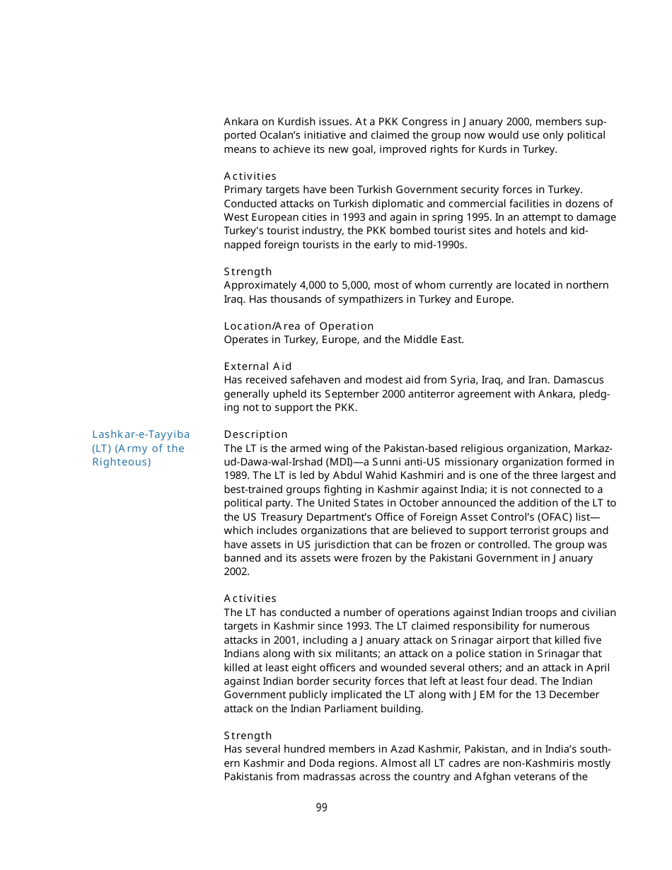 Appendix B Background Information on Designated Foreign Terrorist Organizations, Page 14