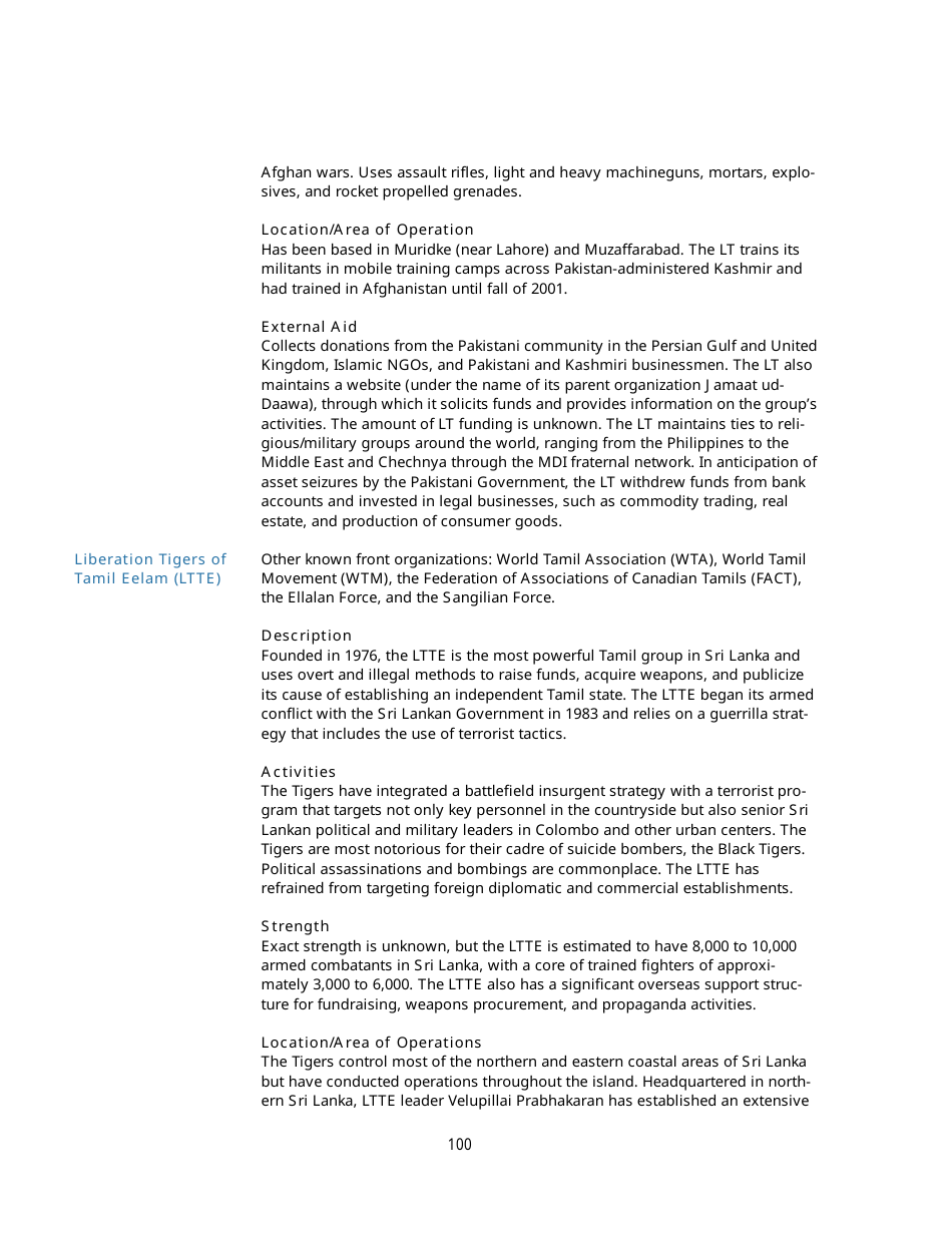 Appendix B Background Information on Designated Foreign Terrorist Organizations, Page 15