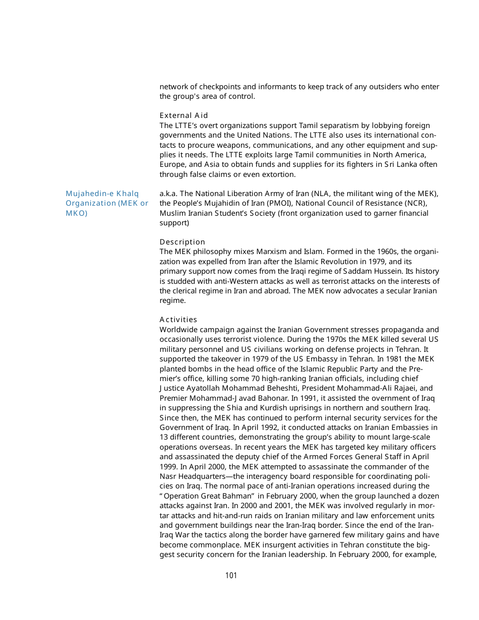 Appendix B Background Information on Designated Foreign Terrorist Organizations, Page 16