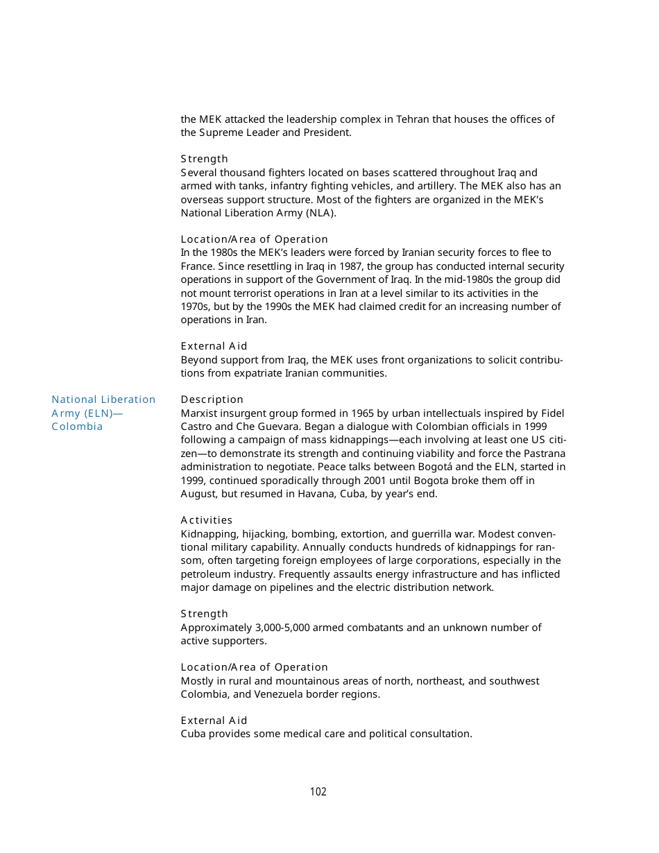 Appendix B Background Information on Designated Foreign Terrorist Organizations, Page 17