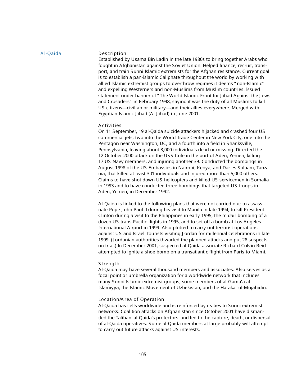 Appendix B Background Information on Designated Foreign Terrorist Organizations, Page 20