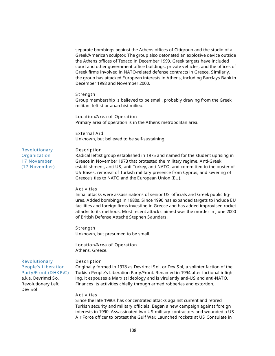 Appendix B Background Information on Designated Foreign Terrorist Organizations, Page 23