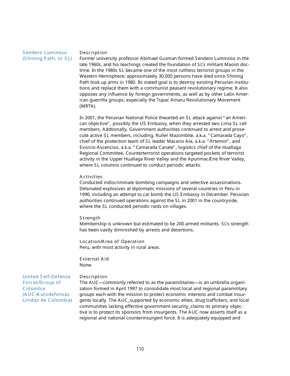 Appendix B Background Information on Designated Foreign Terrorist Organizations, Page 25