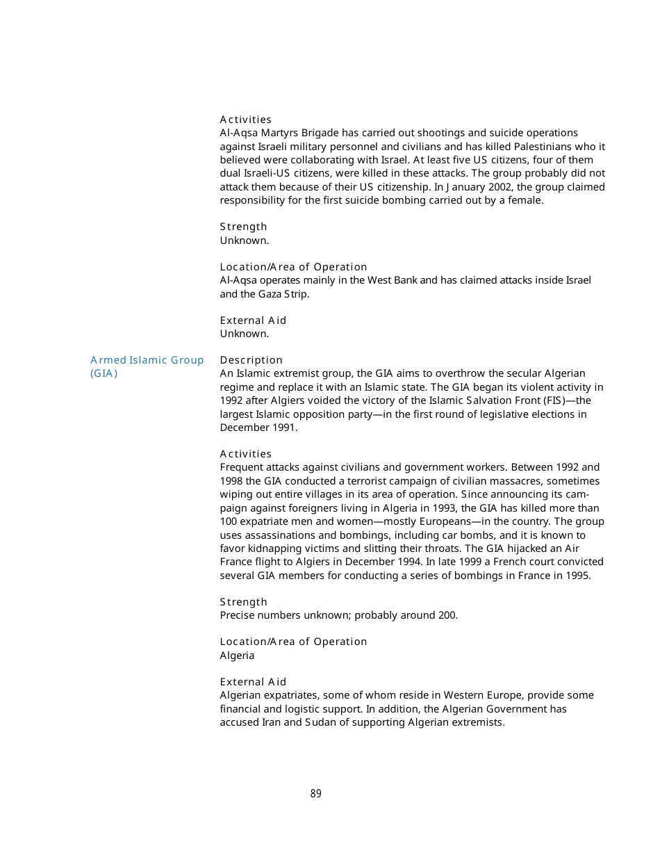 Appendix B Background Information on Designated Foreign Terrorist Organizations, Page 4