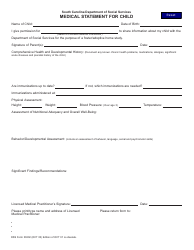 Document preview: DSS Form 30202 Medical Statement for Child - South Carolina