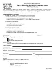 Document preview: DNR Form 542-0465 Change of Sampling Site for Disinfection Byproducts (Tthm and Haa5) - Iowa
