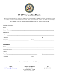 Form NY-27 &quot;Veteran of the Month&quot;