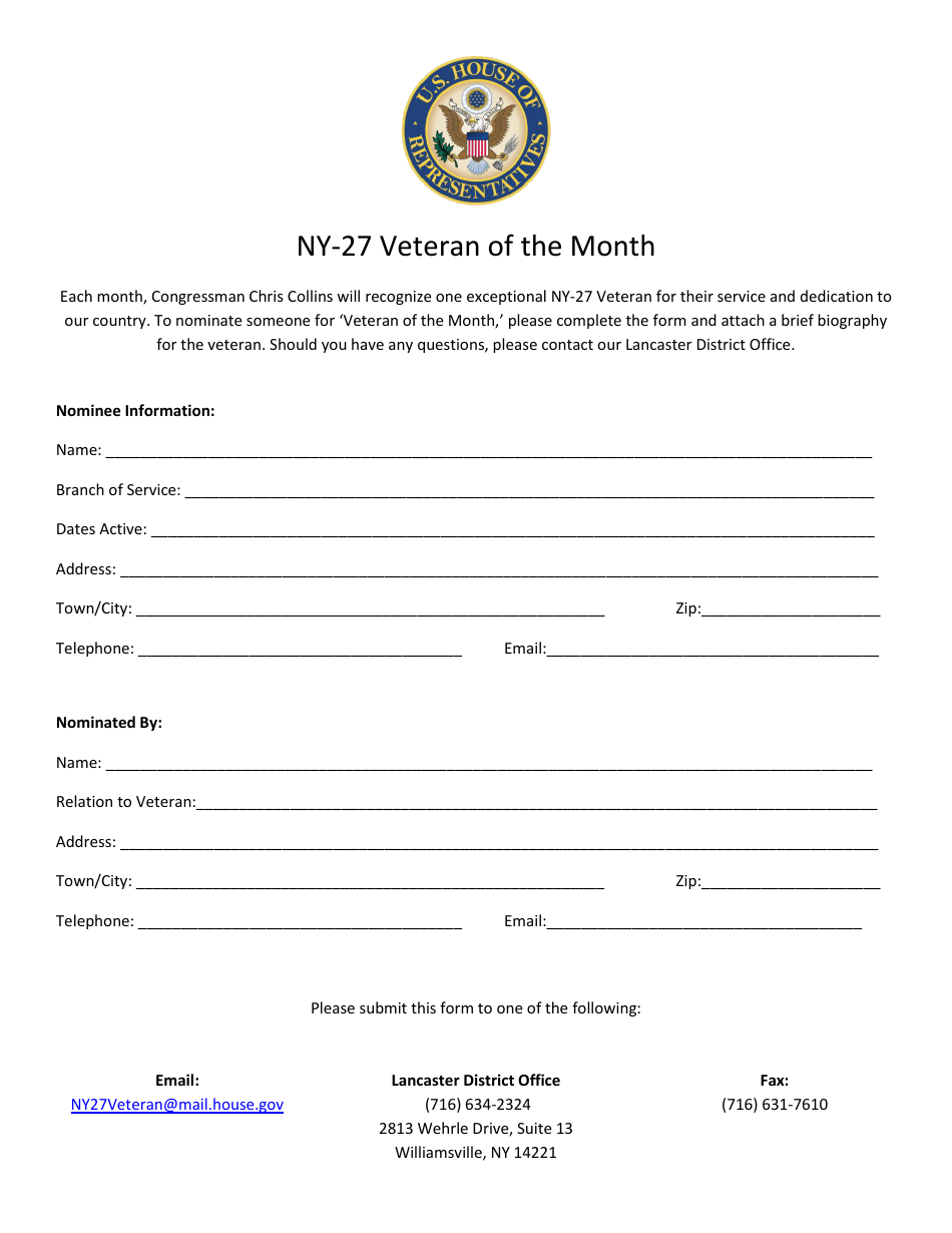 Form NY-27 Veteran of the Month, Page 1