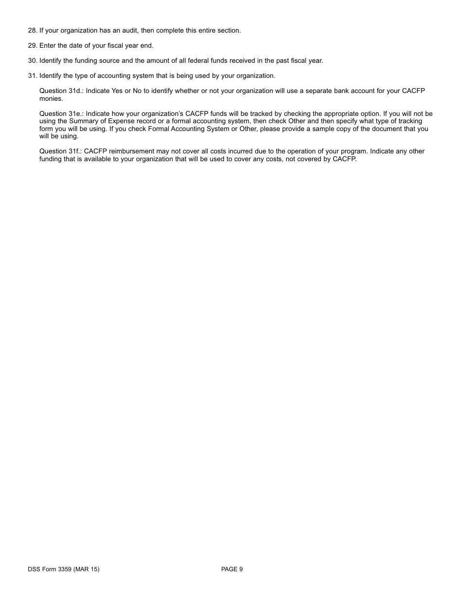 DSS Form 3359 Emergency Shelters Program (Esp) Application for Participation - South Carolina, Page 9