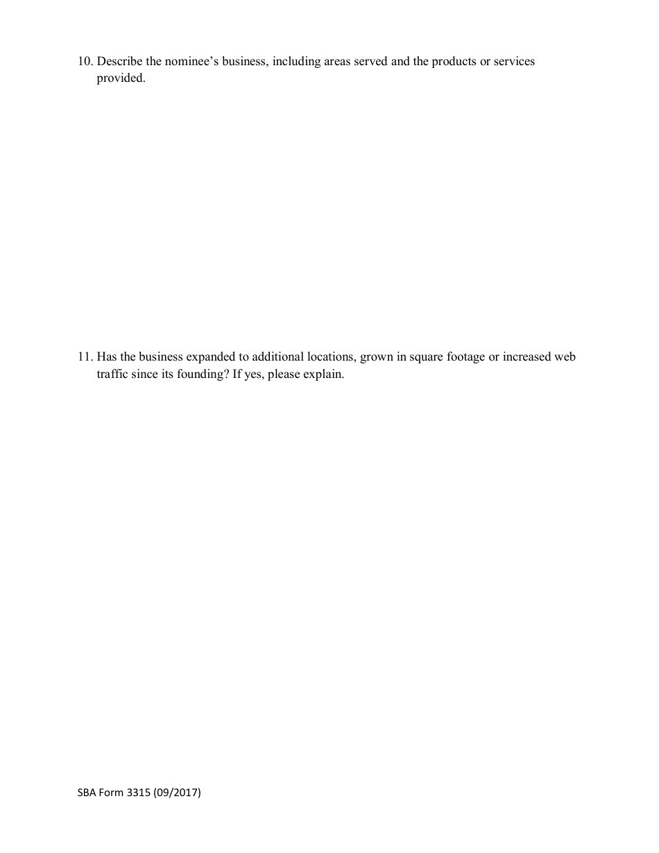 SBA Form 3315 Nomination Form for District Office Awards, Page 4