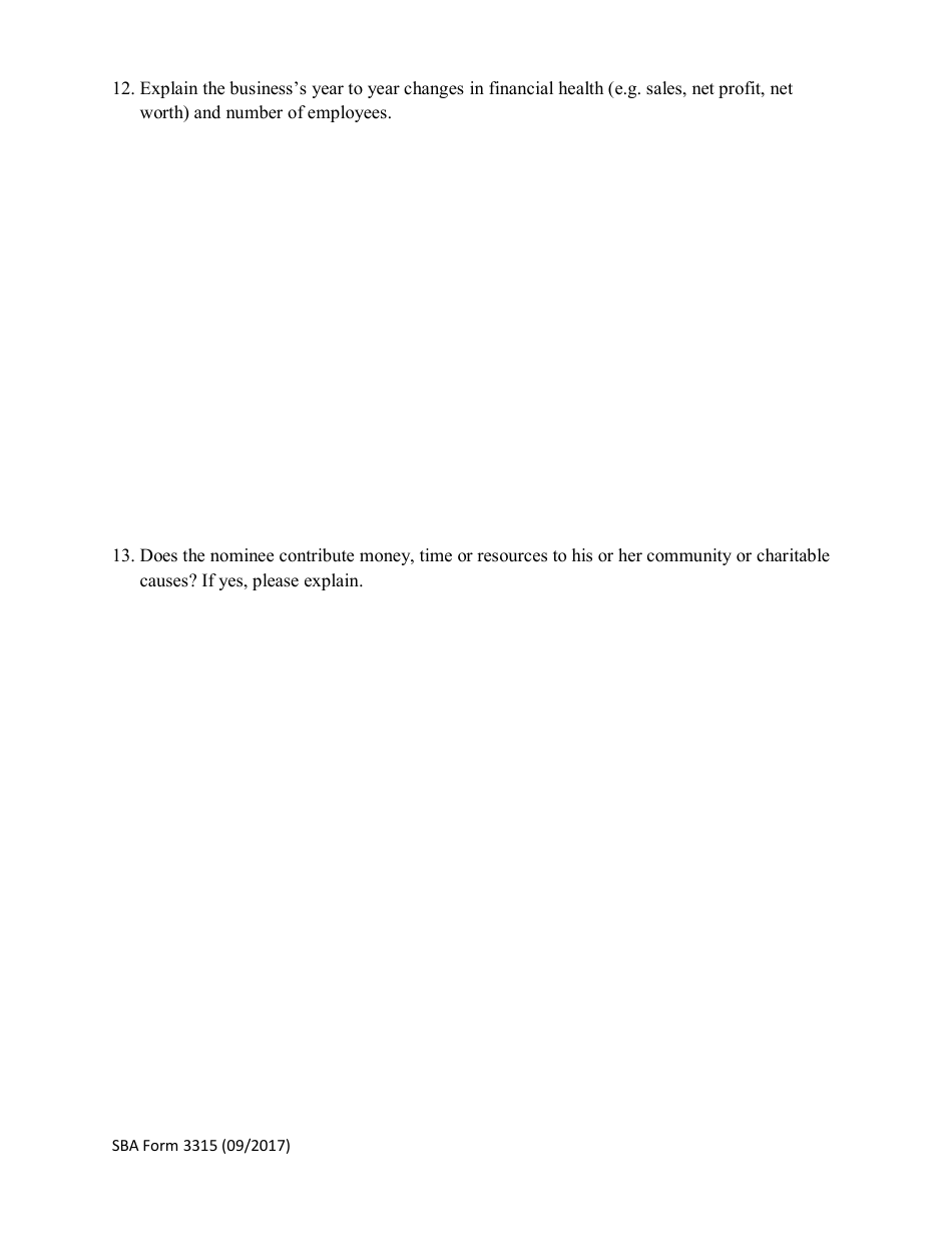 SBA Form 3315 Nomination Form for District Office Awards, Page 5