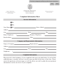 Complaint Information Sheet - Missouri