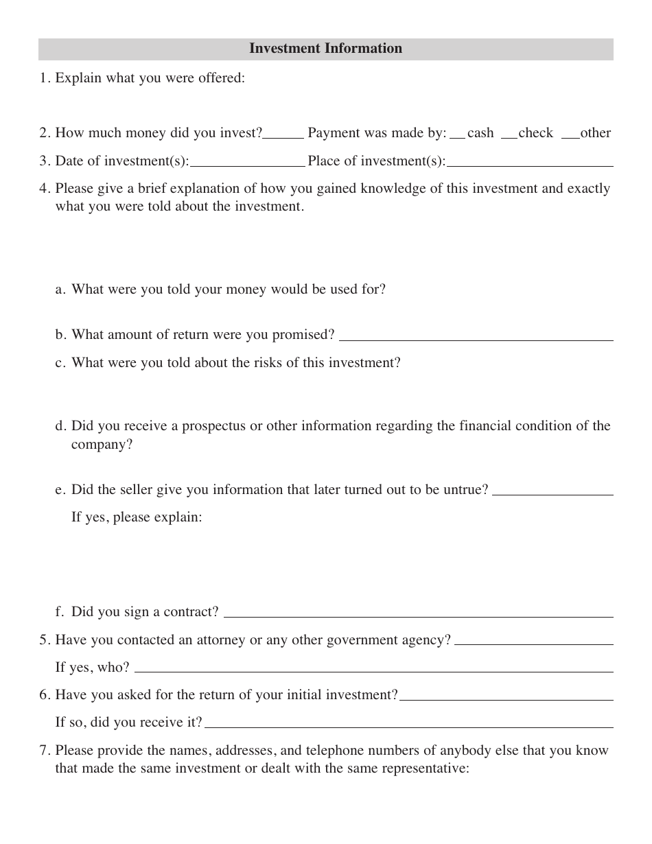 Complaint Information Sheet - Missouri, Page 2