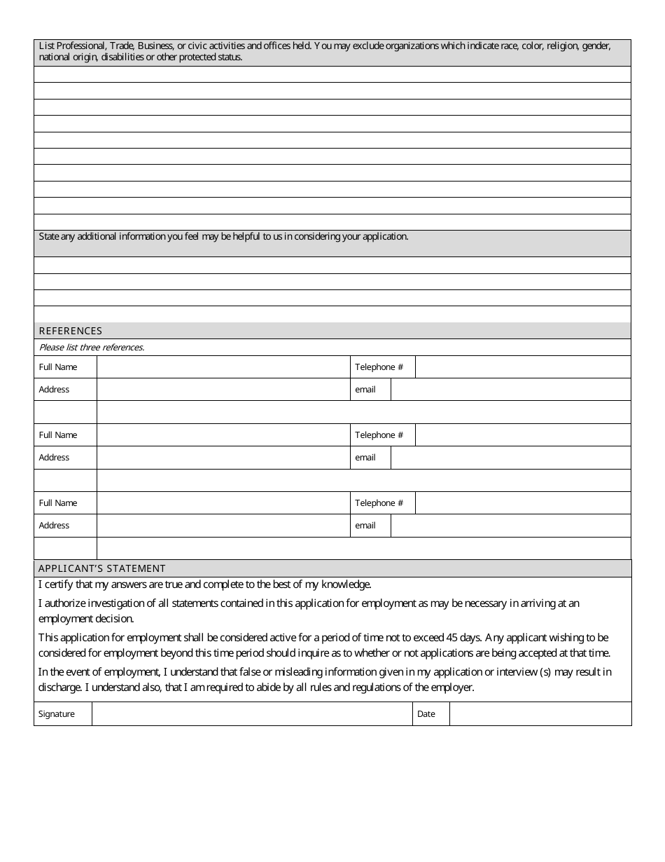 Application for Employment - Town of Selbyville, Delaware, Page 3