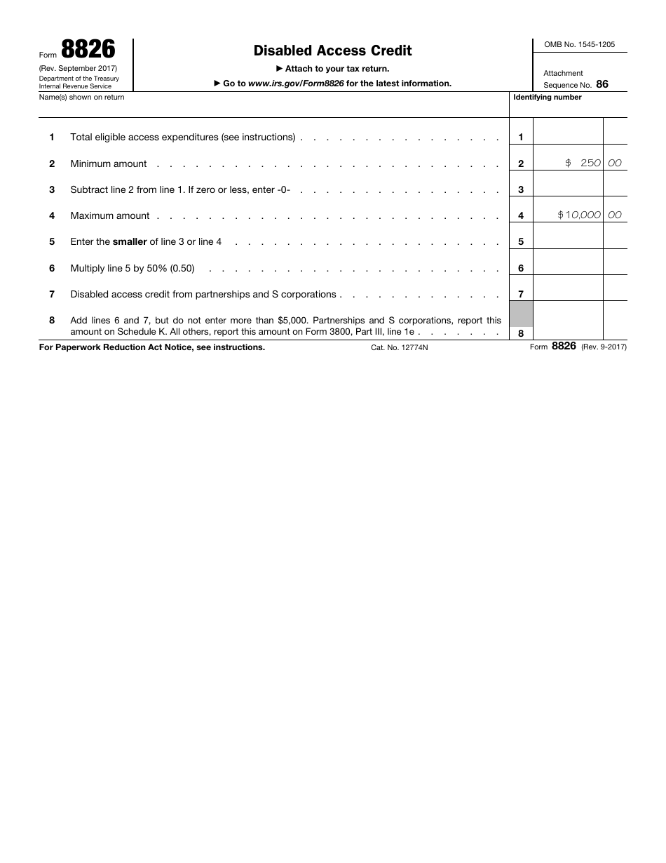 IRS Form 8826 Disabled Access Credit, Page 1