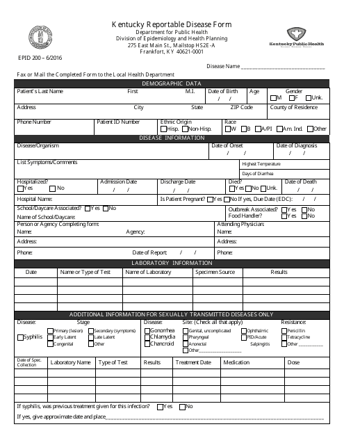 Form EPID200  Printable Pdf