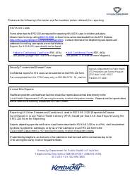 Form EPID200 Kentucky Reportable Disease Form - Kentucky, Page 2