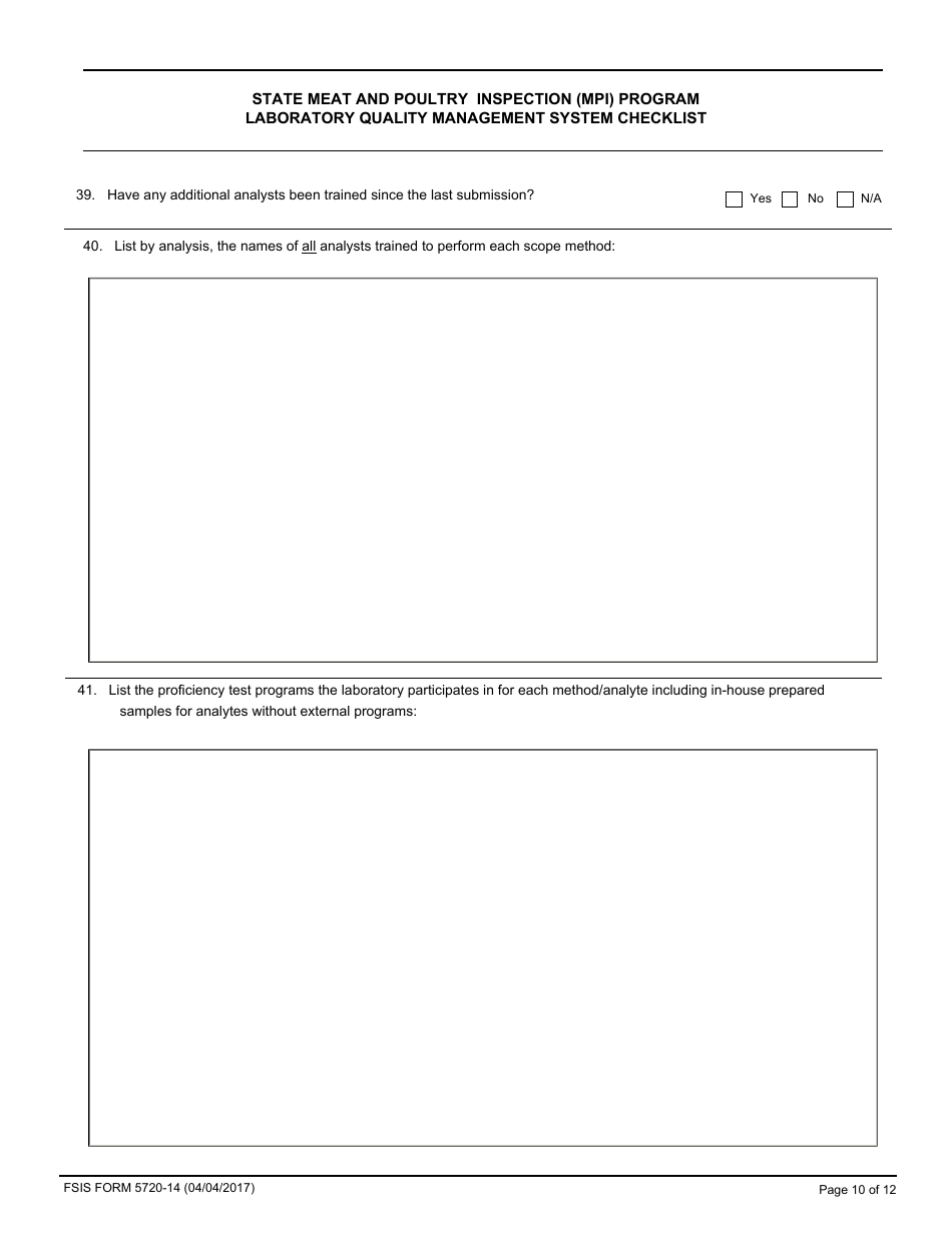 FSIS Form 5720-14 - Fill Out, Sign Online and Download Fillable PDF ...