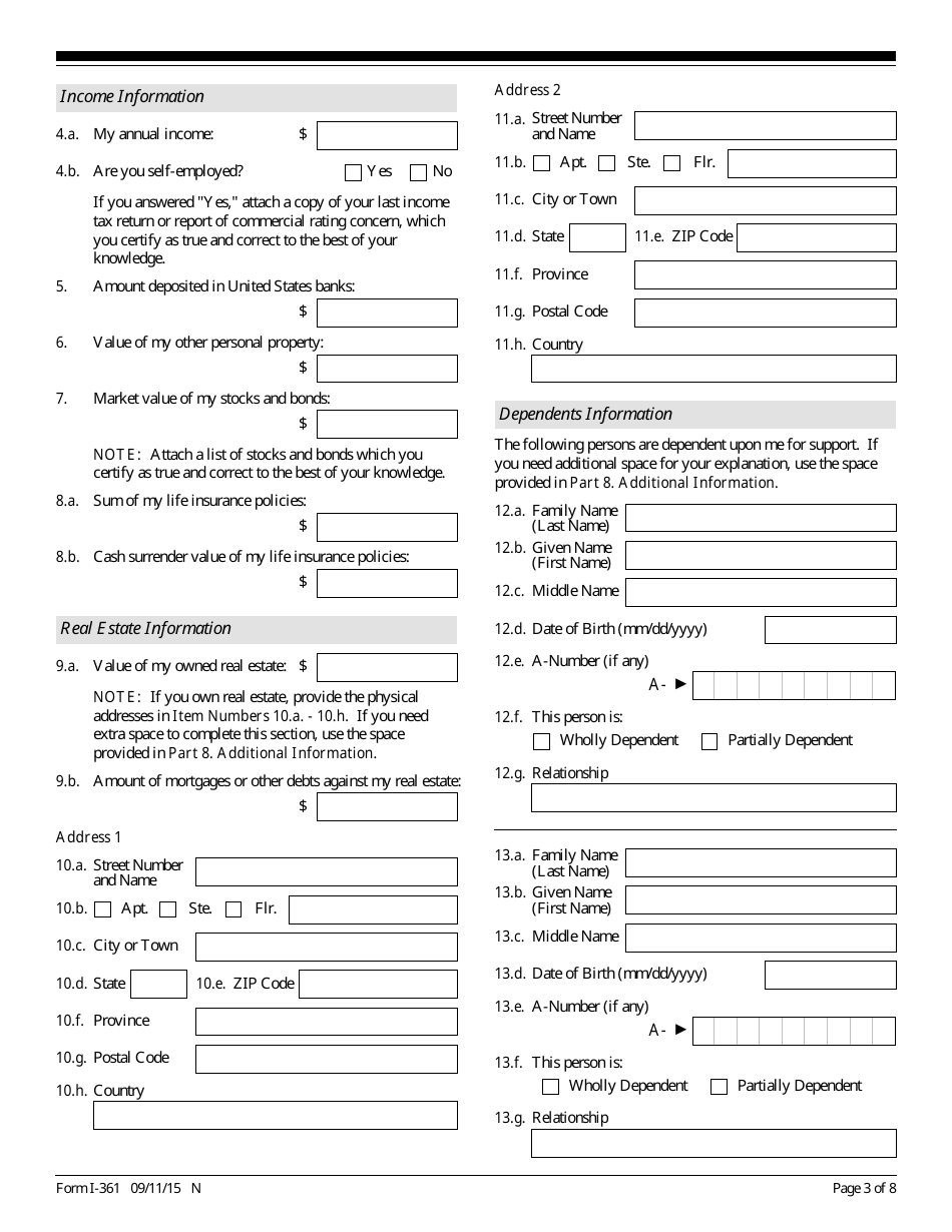 USCIS Form I-361 Affidavit of Financial Support and Intent to Petition for Legal Custody for Public Law 97-359 Amerasian, Page 3