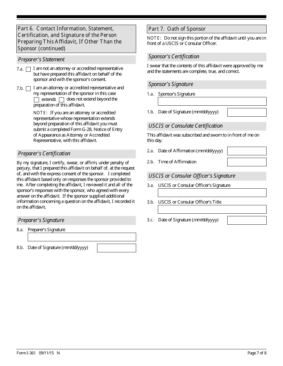 USCIS Form I-361 Affidavit of Financial Support and Intent to Petition for Legal Custody for Public Law 97-359 Amerasian, Page 7