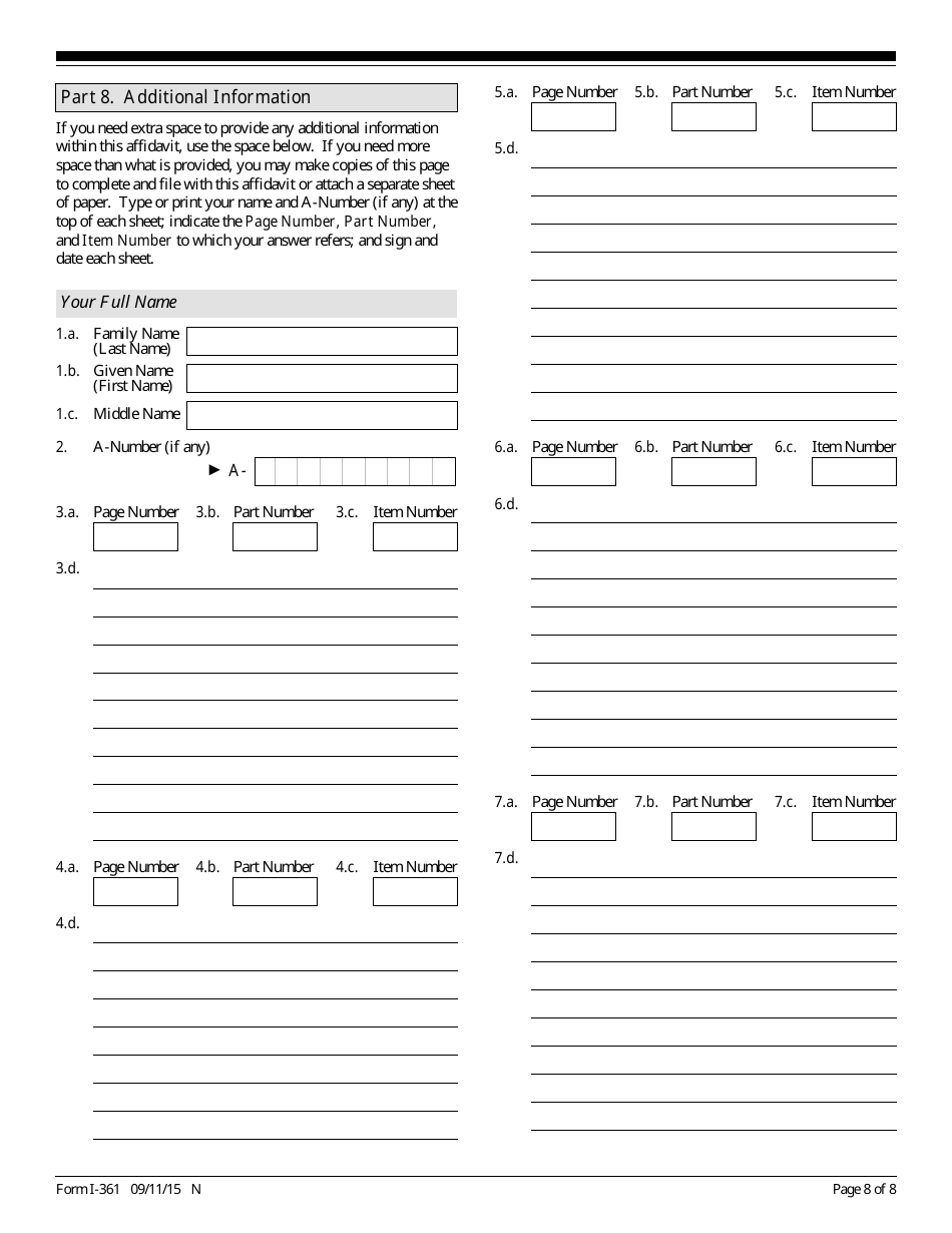 USCIS Form I-361 Affidavit of Financial Support and Intent to Petition for Legal Custody for Public Law 97-359 Amerasian, Page 8