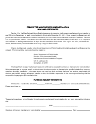 Document preview: Request for Manufactured Home Installation Seals and Certificates - Illinois