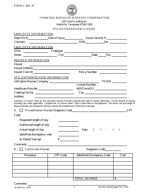 Form C-36 (C-37; LB-0375)  Printable Pdf